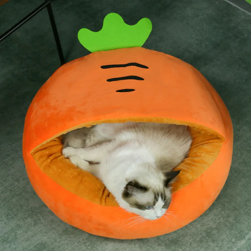 Warm Cat Bed 4 Seasons Lovely Dog Cushion Dog Kennel Winter Closed Carrot/Cucumber Cat Kennel Pet Supplies S/M/L