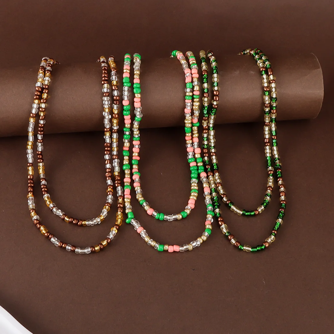 DIY accessories Cross-border beach wind rice bead necklace, retro simple double-layer beaded collarbone jewelry NK27680
