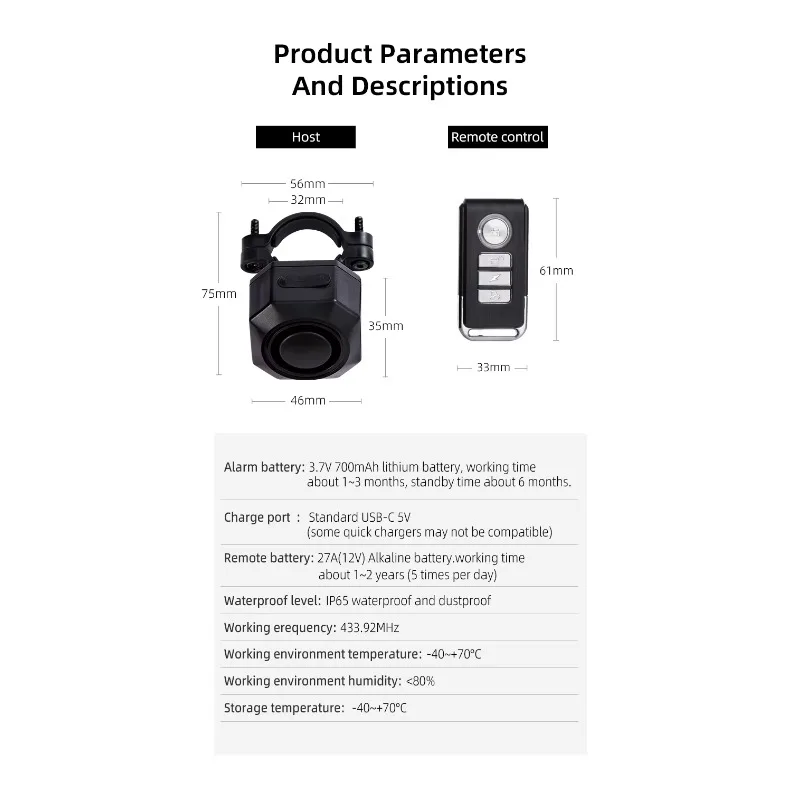 110 дБ беспроводной дистанционный датчик вибрации сигнализация IP65 противоугонная охранная сигнализация двери и окна велосипед мотоцикл