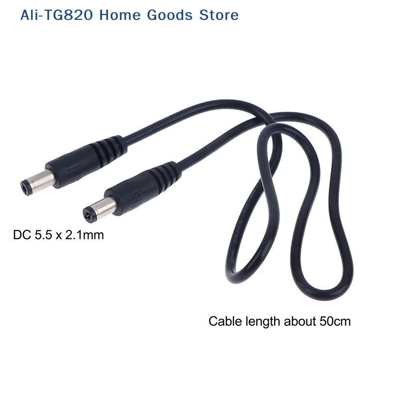 [TG820]DC Power Plug 5.5 x 2.1mm Male To 5.5 x 2.1mm Male CCTV Adapter Connector Cable 12V 10A Power Extension Cords 0.5m