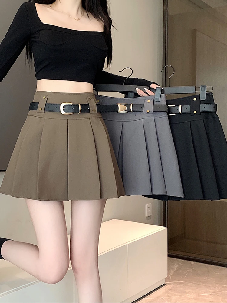 Autumn Winter New High Waist Woolen Pleated Skirt Women's Clothing Korean Versatile A-line Short Skirts Street Miniskirt JK Girl