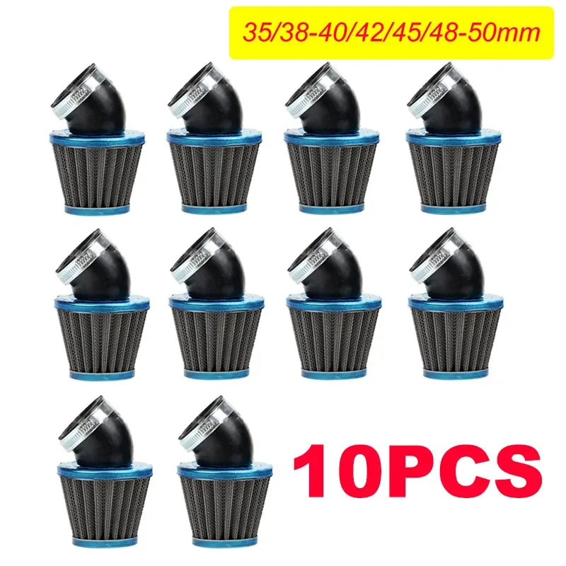 10PCS Universal Motorcycle Mushroom Head Air Intake Filter Clamp Breather Cooling Filters Bent Connector 35/38-40/42/45/48-50mm