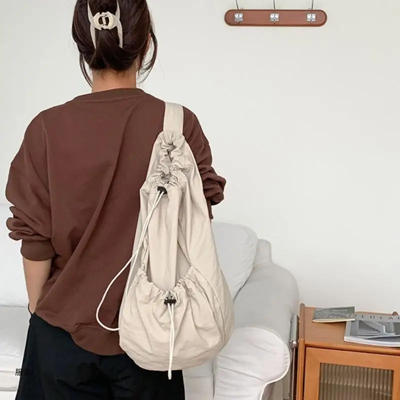 D0ud cordão franzido saco estilo coreano crossbody bolsa ombro capacidade