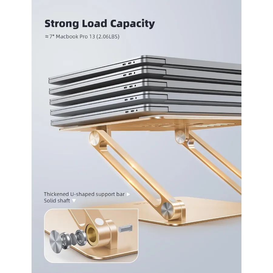 ラミカル調節可能なノートパソコンスタンド、ポータブルノートパソコンライザー、アルミ製ノートパソコンスタンド（デスク用）、折りたたみ式人間工学に基づいたコンピューターノートブックスタンド