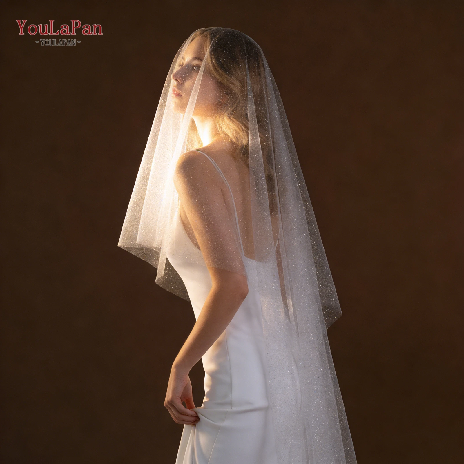 

Свадебная фата TOPQUEEN Velo De Novias Catedral, блестящая, с пудровым покрытием для лица, 2 слоя, свадебные аксессуары V90