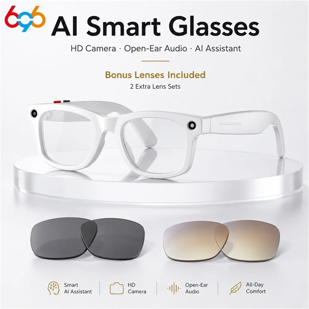 

696 Smart AI Photo Glasses 500W Pixels Camera Take A Photo Video Recording Dialogue Translation Blue Tooth Call Smart Sunglasses