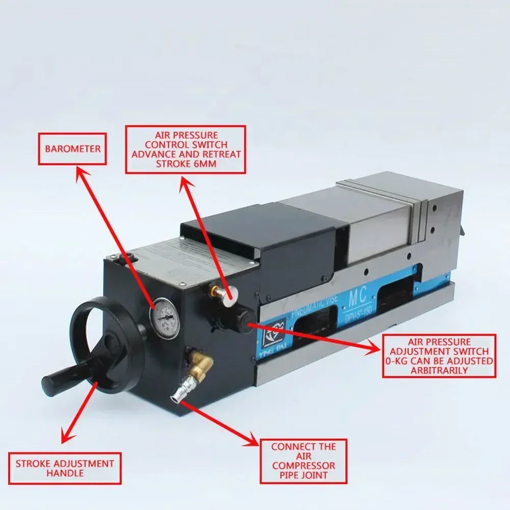 Pneumatic Vise 6 Inch CNC Computer Pneumatic Clamp Right Angle Vise 90° Milling Machine Precision ViseHot Sales Cheap And Fine