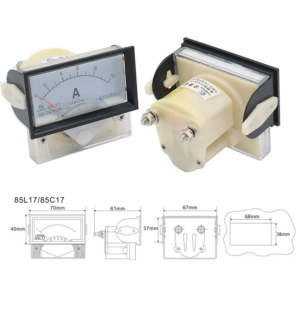 85L17 AC 500A 600A 750A 800A 1000A  Analog Ammeter Panel Current Amper Meter Pointer Diagnostic White 64*56mm