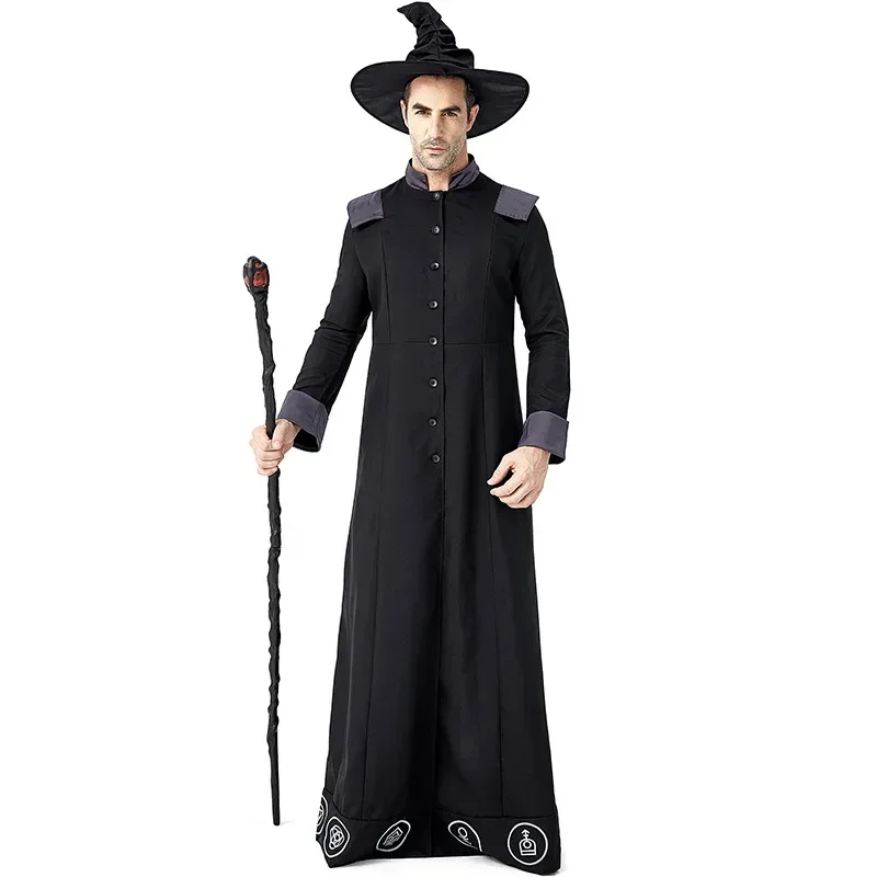 Costume de Méchant Magicien pour Homme, Déguisement d'Halloween, Carniva Trempé, Vêtements de ix