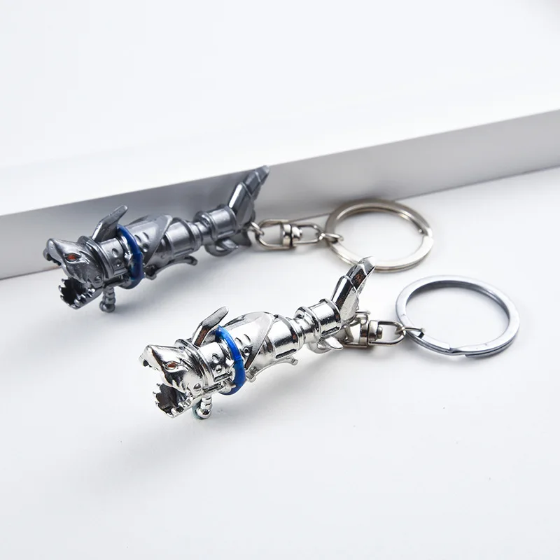 League of Legends Arcane Keychains Season 2 Jinx Weapon Fish Bone Shape Pendants Metal Car Key Chain Rings Men Women Key Chains