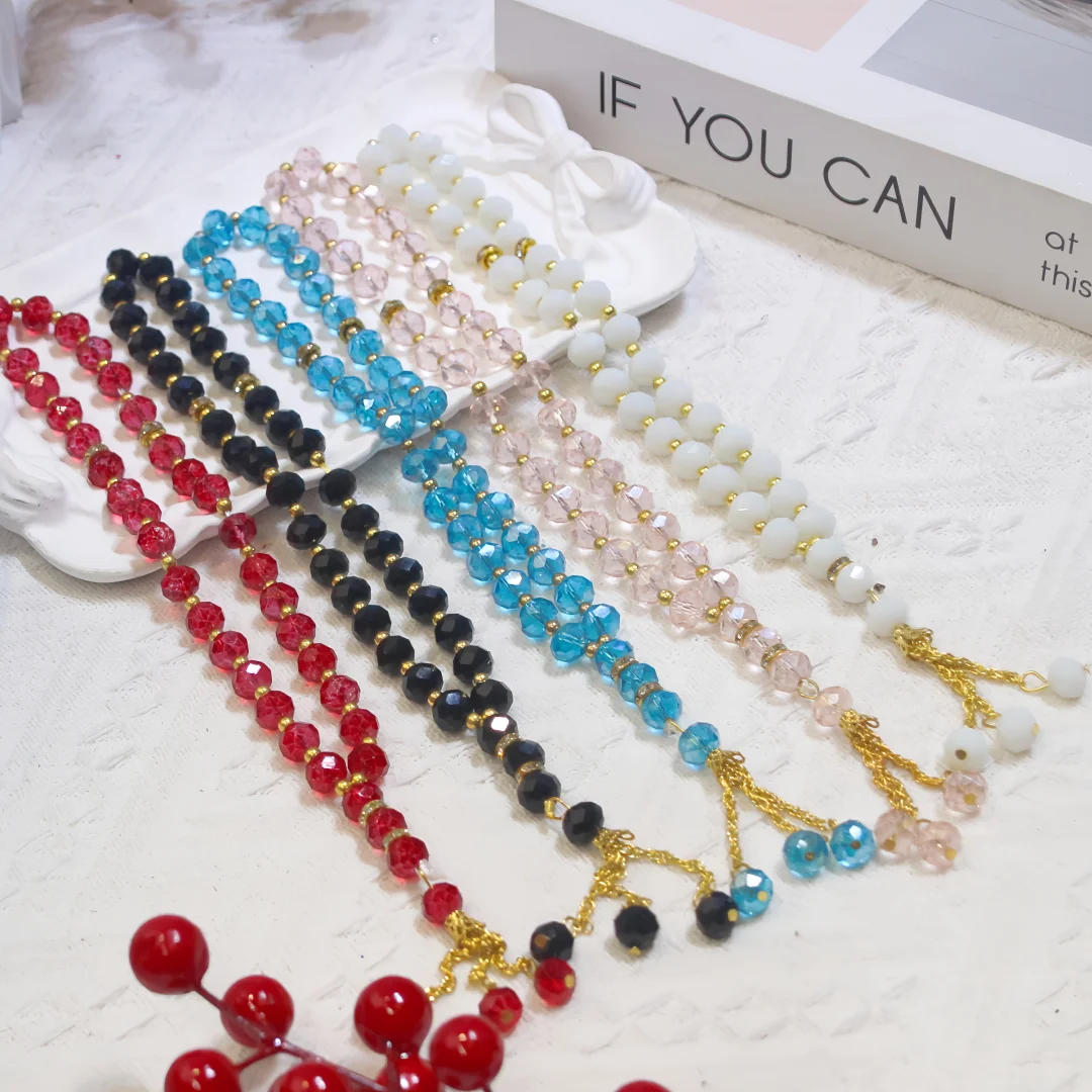 High-gloss polished crystal glass prayer beads, 10mm diameter, 33 hand-polished beads for handheld play and decorative use