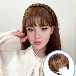 Fascia per capelli con treccia sintetica frangia sintetica estensione dei capelli frangia finta Clip per capelli naturale su posticci per le donne