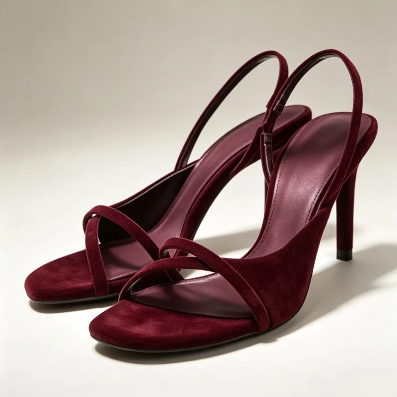 Elegant Open Toe Wedding Party Women Sandals Cross Strap Design Luxury Velvet Designer Banquet Dress High Heeled Shoes for Lady