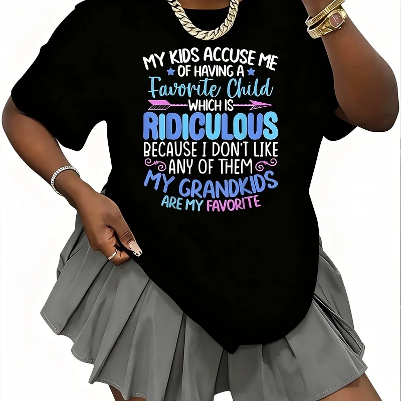 My Favorite Child Saying with Grandkids Quotes Funny Grandpa Gift Idea Women's T-Shirt 100% Cotton Fun Print Short Sleeve Top Casual Round Neck Tee S-5Xl