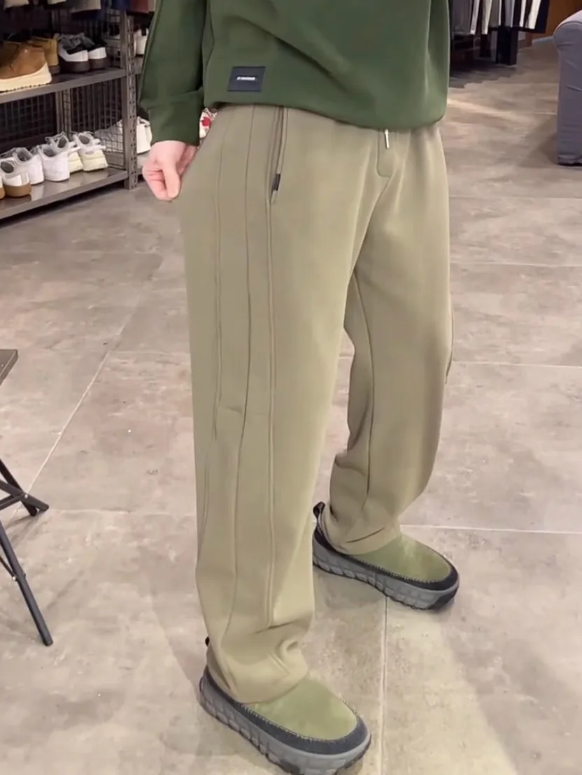 

Новые зимние мужские повседневные брюки свободного кроя с пушистой подкладкой Cloud, 3D пошив, ветрозащитные прямые брюки, чистый цвет, модные