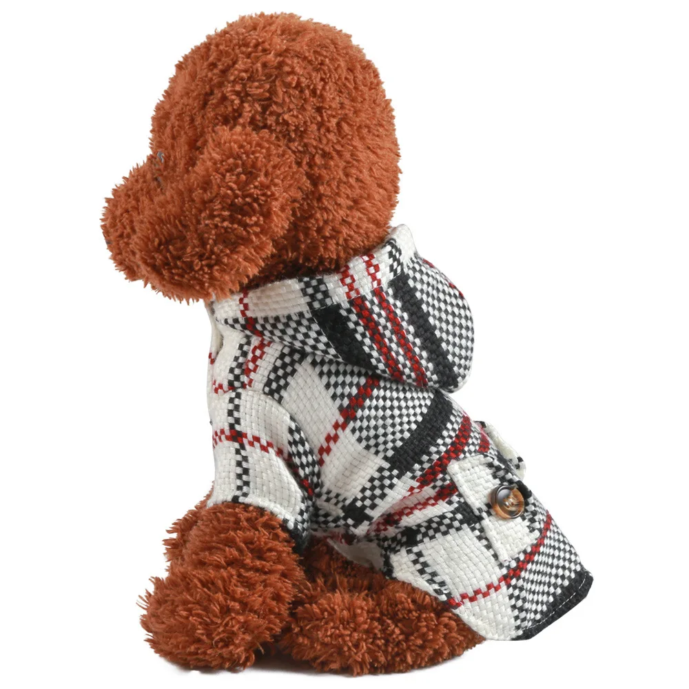 Pet Dog Cat Clothes Winter Warm Plus Fleece Sweatshirt Skirt Hoodies Plaid Windbreaker Dog Coat Sweater For Small Dog Costumes