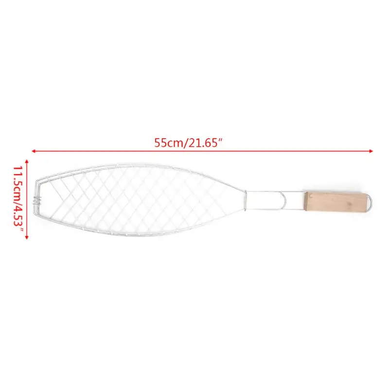 Cesta para grelhar peixe, clipe anti-ferrugem, mão portátil, acampamento, braçadeiras assadas, acessório para camarão, frango,