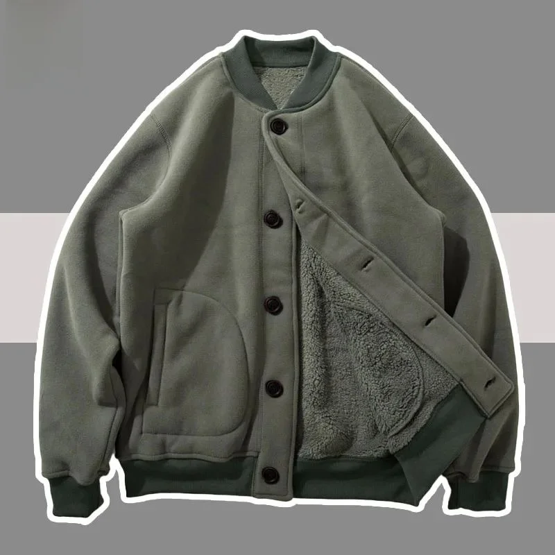 

Мужская однотонная бейсбольная куртка-жакет в городском стиле, теплая, комфортная, с откидным воротником, на все сезоны