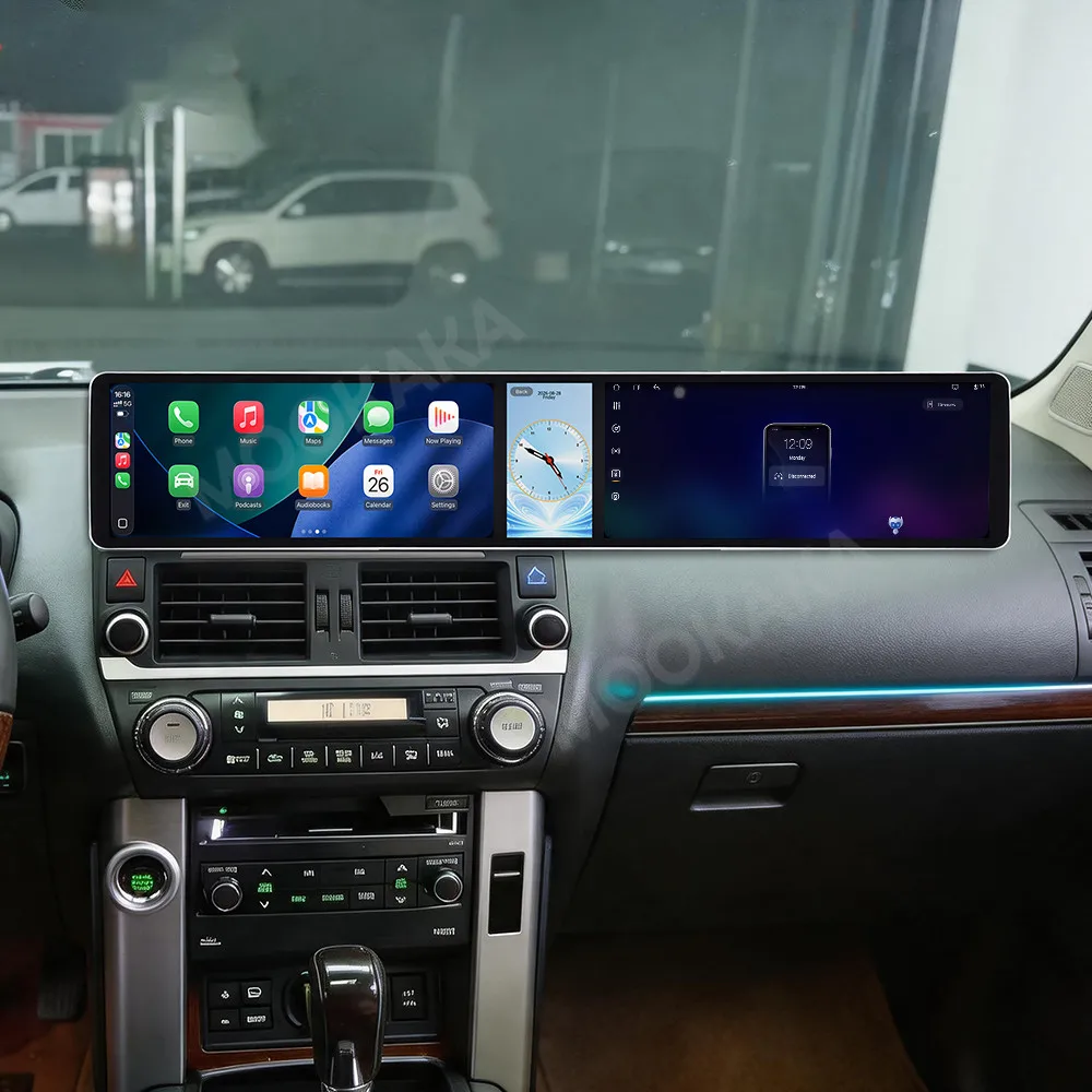 Android 15 Dual 12.3 Inch Triple Screen For Toyota Prado 2010 2011 2012 2013 Auto Stereo Radio Multimedia Player GPS CarPlay DSP