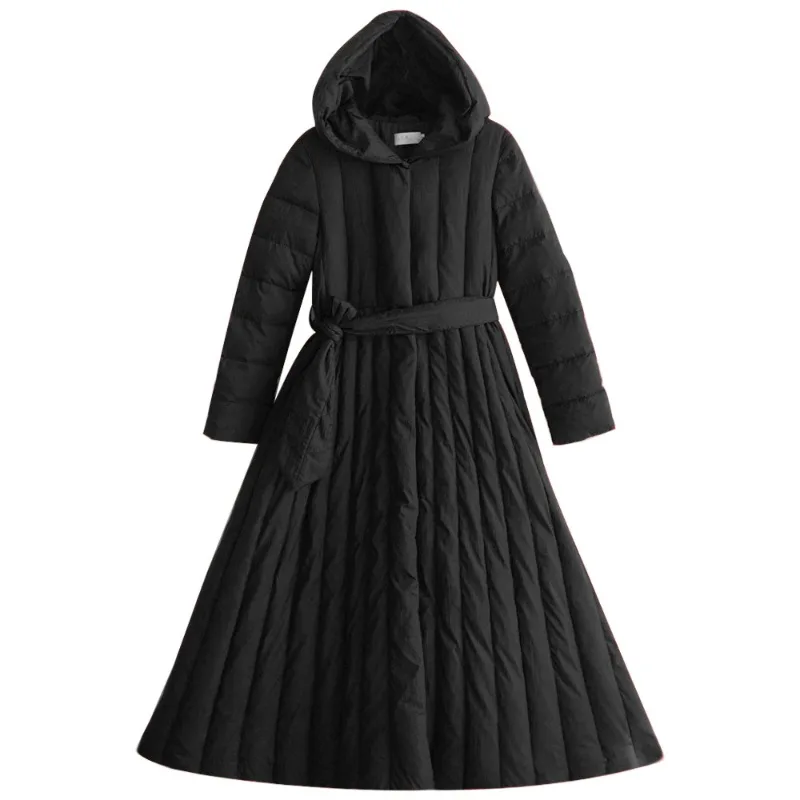 Women's Autumn/Winter Down Jacket White Duck Down Hooded Belt Waterproof Thick Warm Simple Comfortable Niche Versatile Skinny