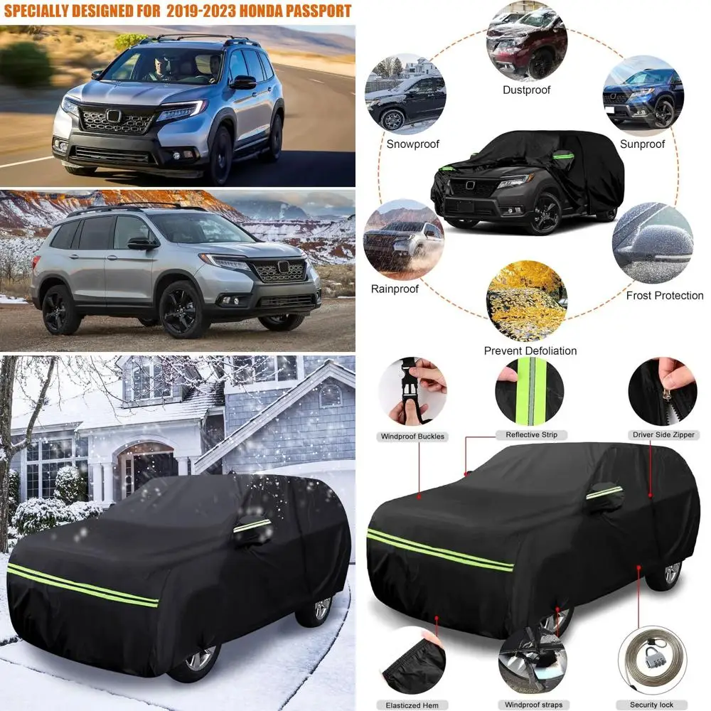 

All-Weather Custom-Fit 6-Layer Car Cover for 2019-2024 Passport with Zippered Door and Windproof Straps