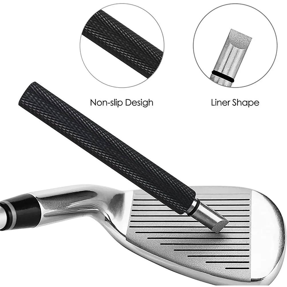 Golf Club Groove Sharpener Brush Set Steel Nylon Bristles Comfort Grip Clip for Club and Ball Cleaning