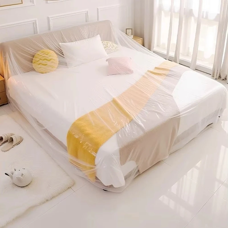 3 Pcs Transparent PE Sofa Furniture Dust Cover Elastic Bundle Mouth Waterproof Disposable Bed Cover Full Enclosure All-inclusive
