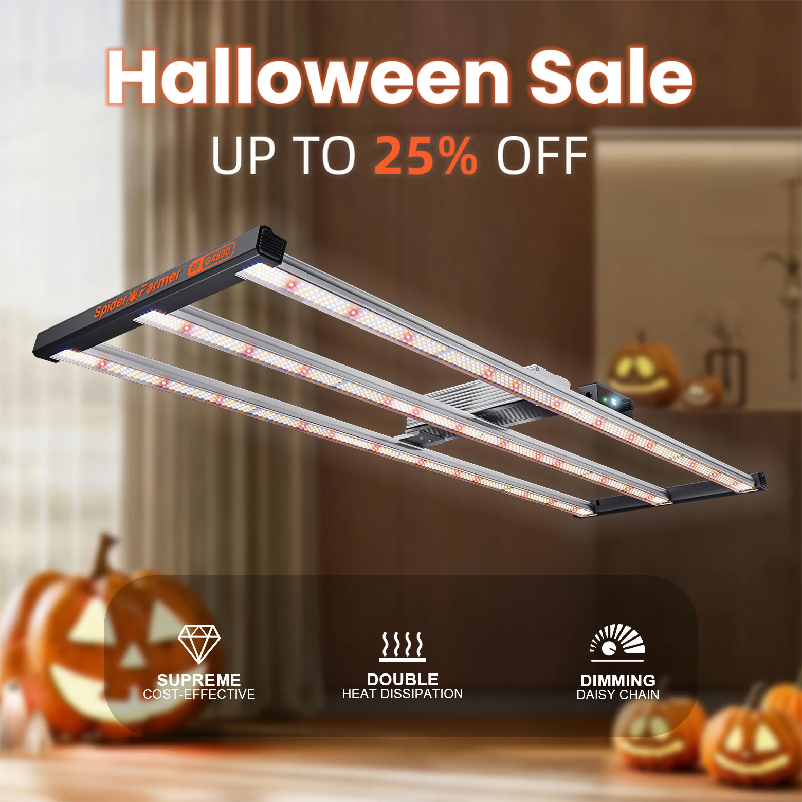 

Spider Farmer G4500 320W Full Spectrum LED Grow Light Commercial CO2 Indoor Hydroponics for Seedling Vegetation Flowering Plants