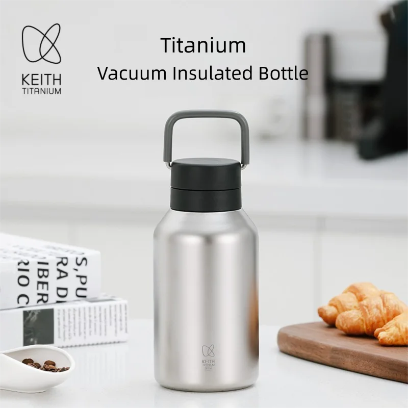 

Бутылка для воды Keith из чистого титана с вакуумной изоляцией для горячих и холодных напитков, легкая и портативная для использования на улице и дома Ti3105