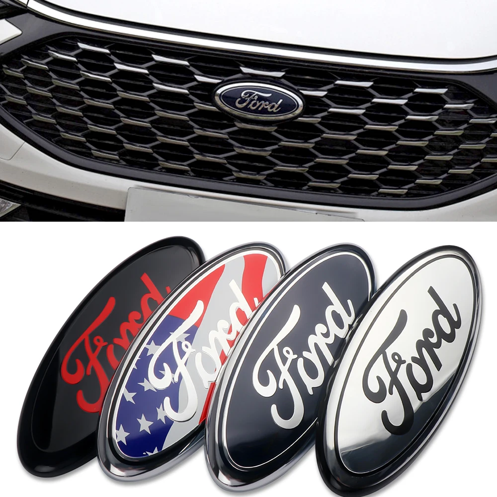3D Plating Car Front Hood Emblem Bonnet Badges Trunk Decoration For Ford Fiesta Mondeo Fusion Explorer Escape Shelby Edge Taurus
