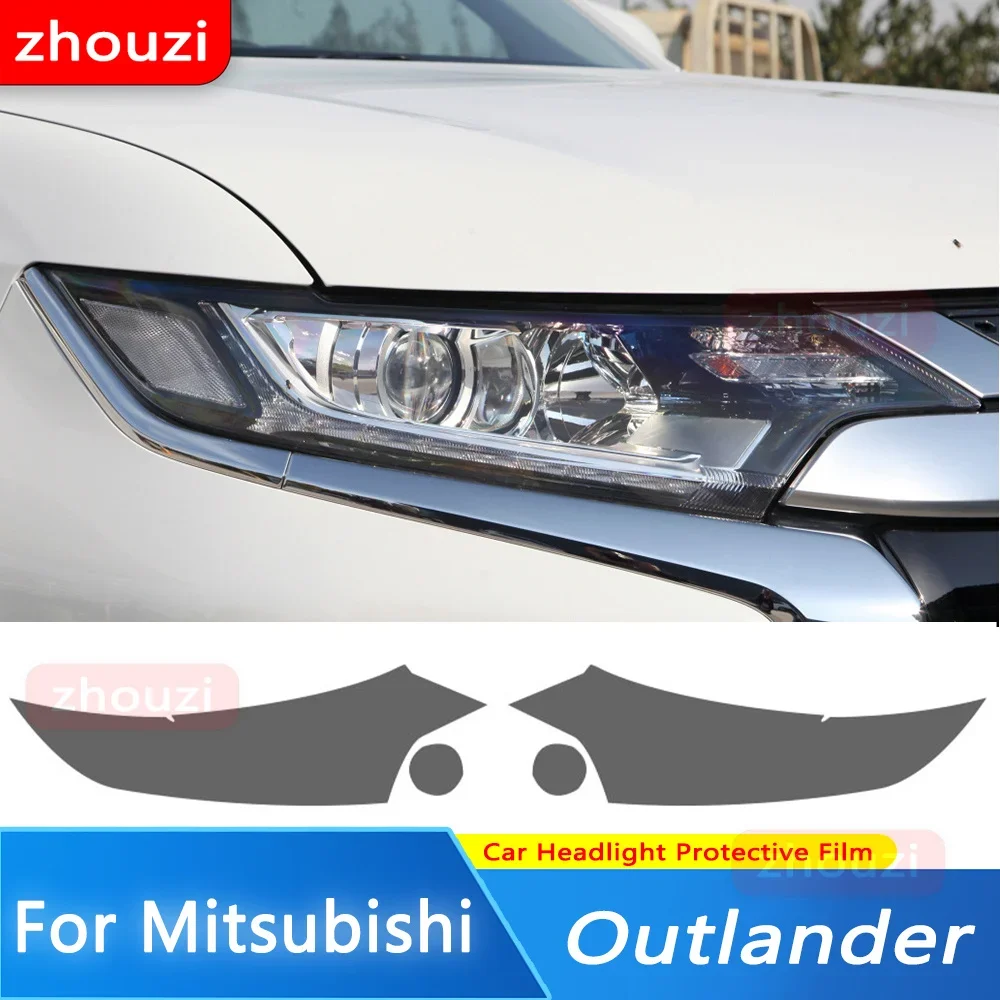 

2 Pcs For Mitsubishi Outlander 2015-2020 Car Headlight Tint Black Protective Film Protection Transparent TPU Sticker Accessories