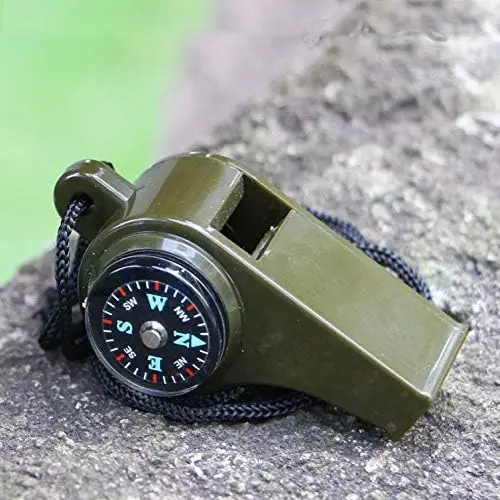 4PCS Universal 2-in-1 Compass Lifeguard Whistle Outdoor Multi-Function Survival Portable High-Frequency with Lanyard
