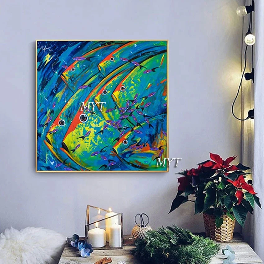 

Home Decor Wallpaper Designs Shoal Of Fish Abstract Animal Canvas Painting Modern Wall Hangings Living Room Art Pictures