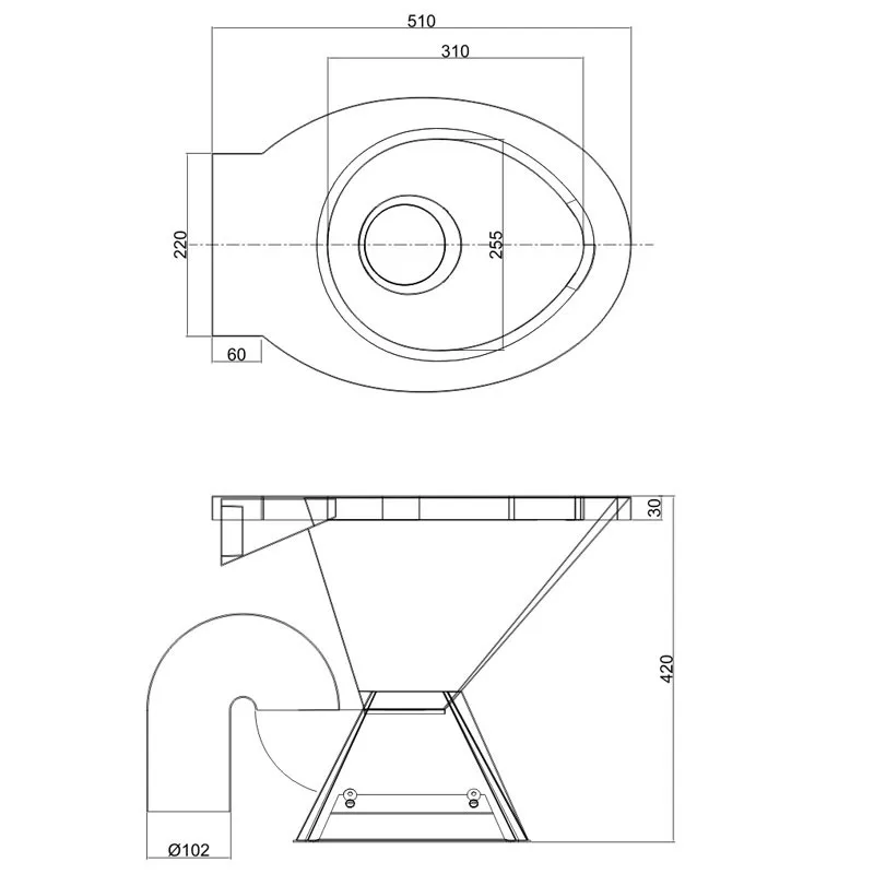 

exquisite craftsmanship 304 Stainless Steel S-trap Toilet Bowl