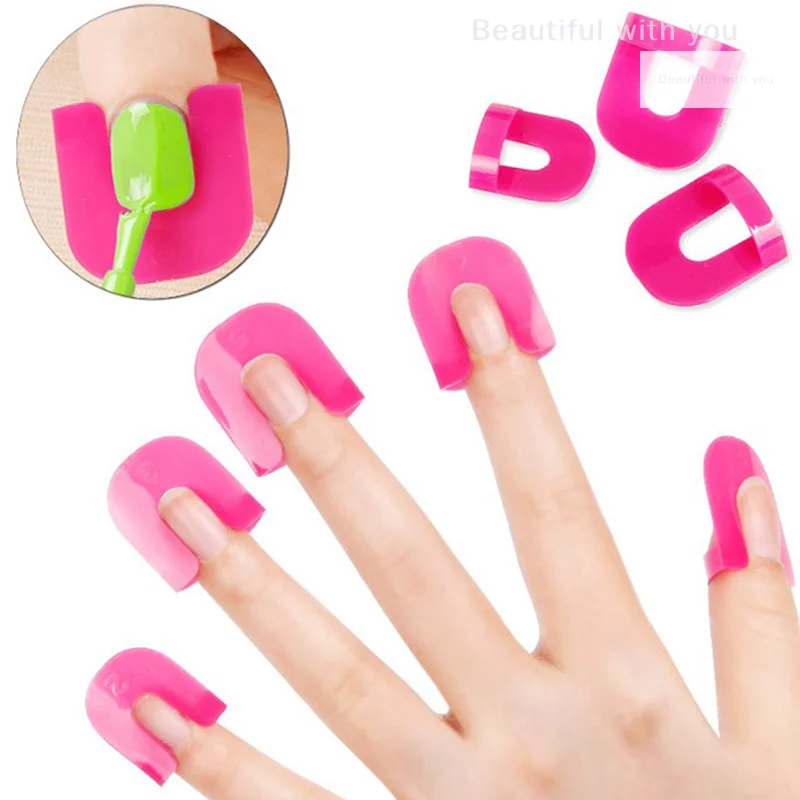 26 teile/satz 10 Größen G Kurve Form Lack Schild Finger Abdeckung Nagel Schutz Französisch Nagellack Mit Farbverlauf Drucke Auf Den rand