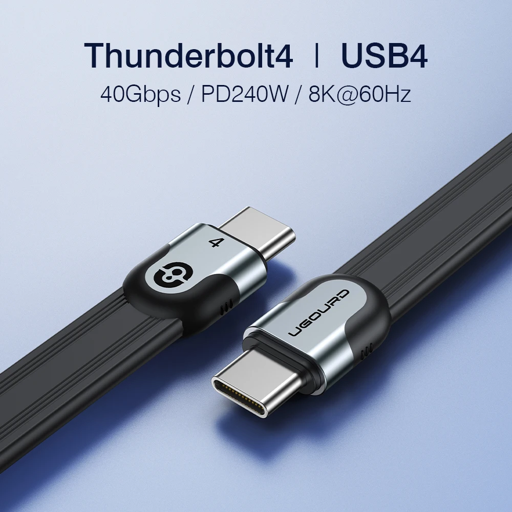 40 Gbit/s Thunderbolt 4 USB C Vollfunktionskabel Flaches USB-4-Datumskabel 0,15 m 1 m 8K PD 240 W Kabel für Thunderbolt3 iPhone 15/16 SSD