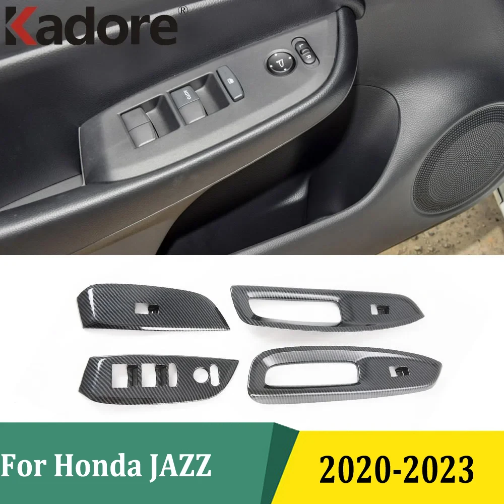 

Для Honda JAZZ 2020-2023 панель для двери подлокотника рамка стекла переключатель кнопки крышки отделки аксессуары для интерьера углеродное волокно