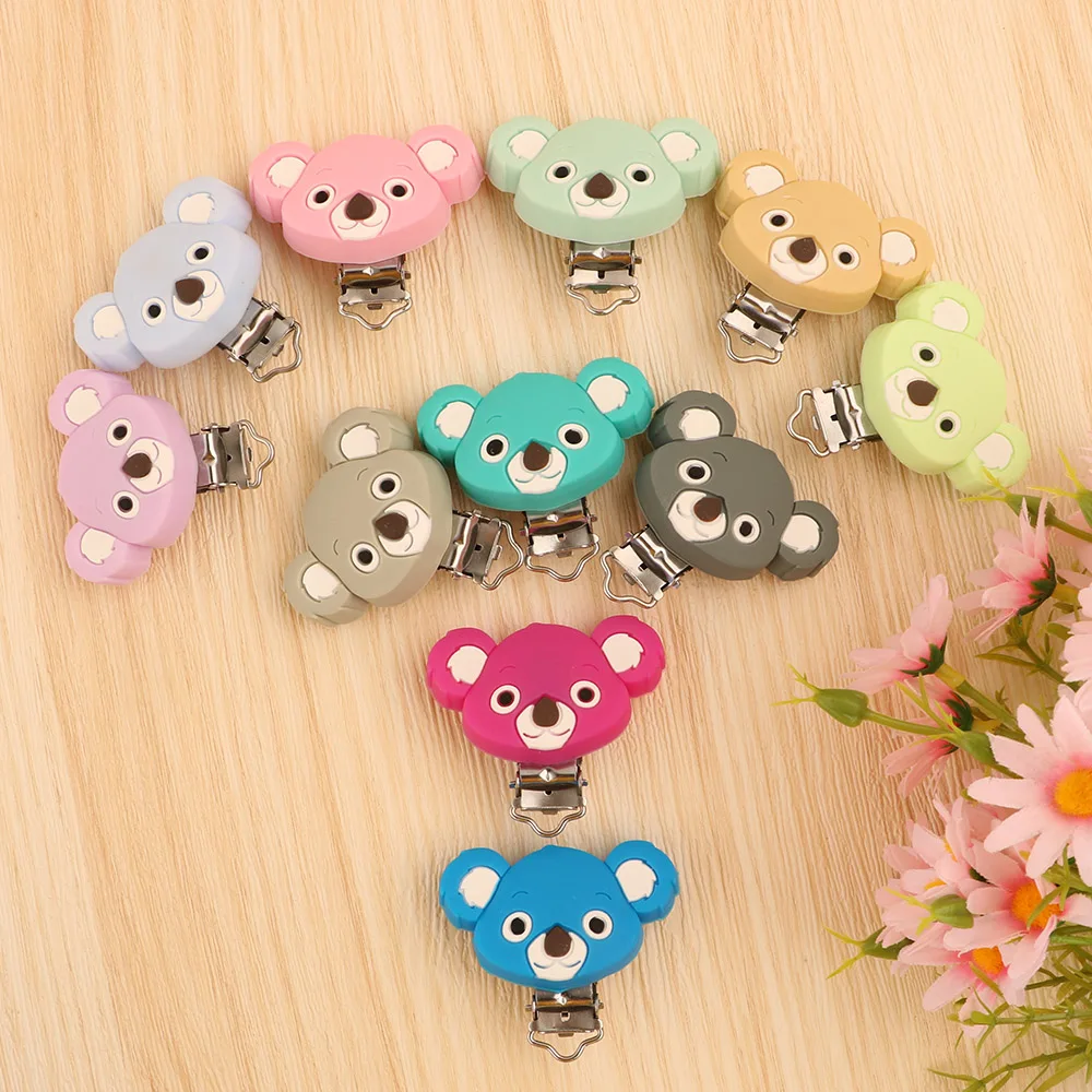 2Pcs/Lot  Bee Bear Tiger Dog Animals Flower Rainbow Silicone Beads Clips for DIY Making Jewelry Chain Necklace Accessories Etc