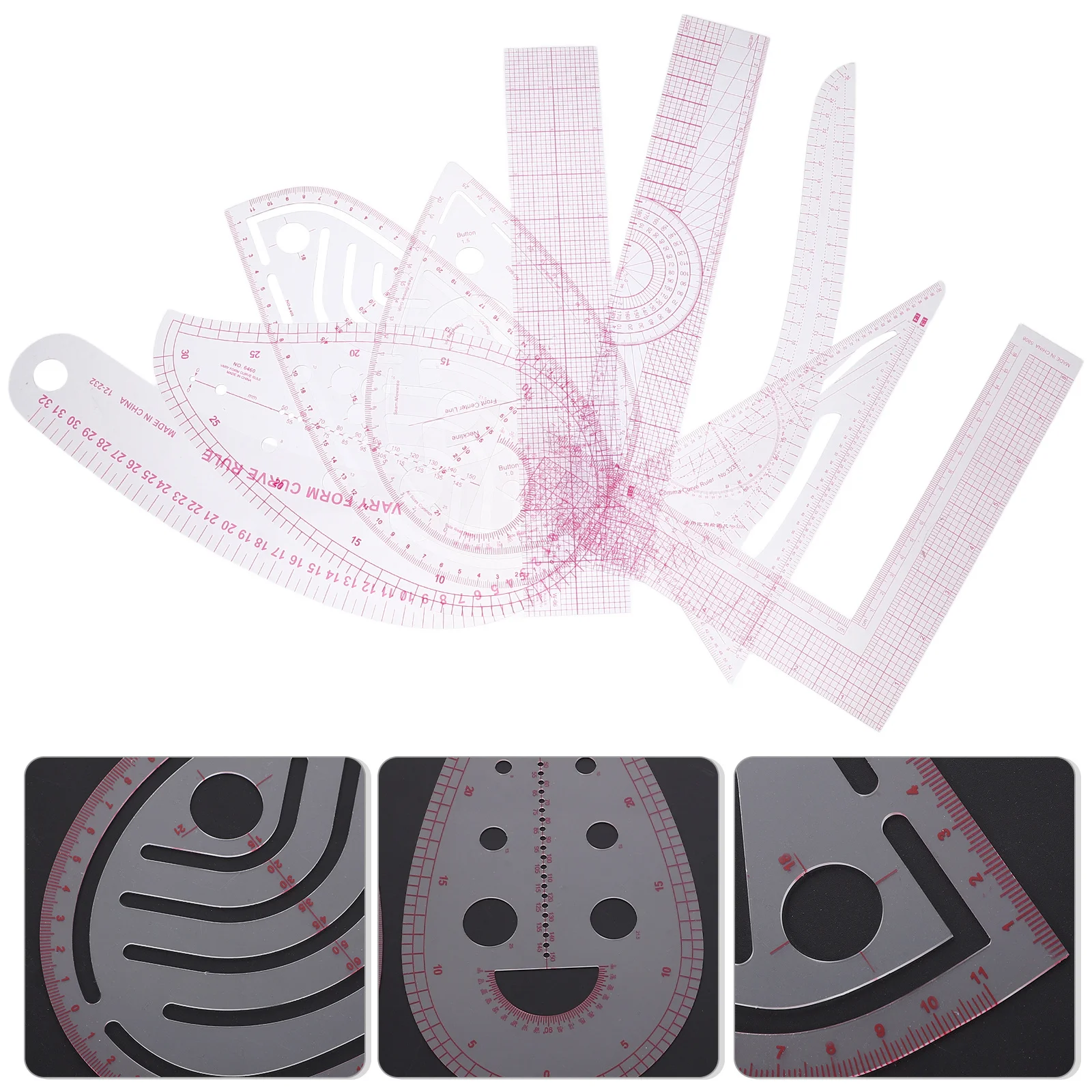 

1Set Garment Pattern Making Ruler Set Multifunctional Clear Sewing Rulers for Fabric Cutting Curved and Straight Tailor Quilting