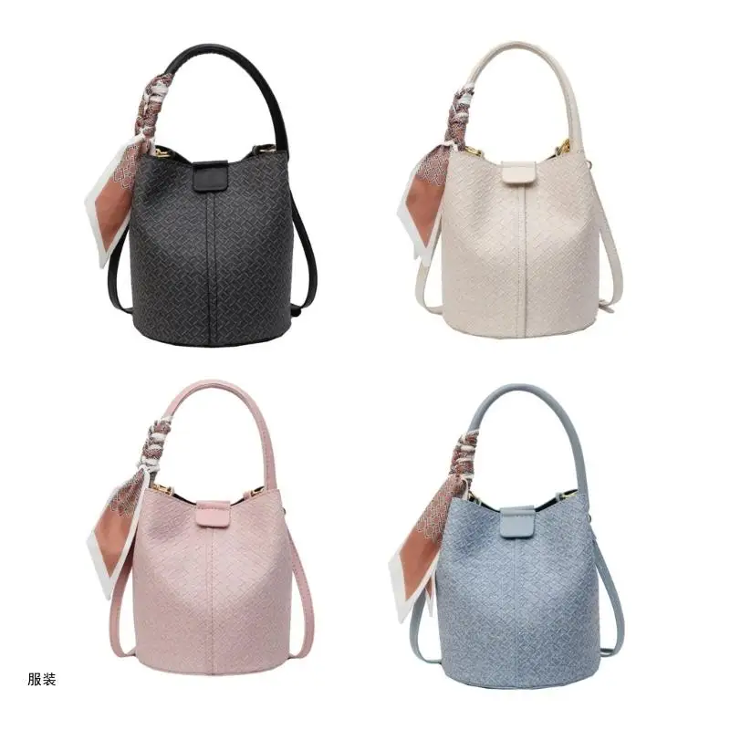 

D0UD Women Bucket Bag Fashion Woven Pattern Shoulder Bag Female Crossbody Bag Korean Handbag for Travel Work