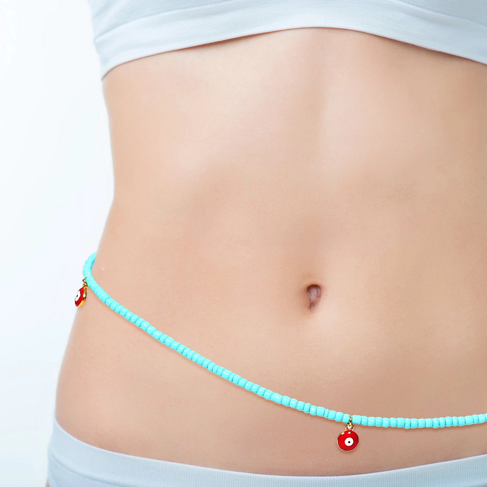 

Waist Chain Jewelry Bead Body Belt Decoration for Women Belly Beaded Chain Ornament Female Waist Accessory Alloy Glass Material
