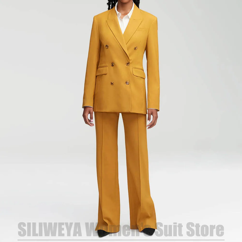 

Женский костюм, двубортный костюм с пиковыми лацканами, офисный наряд для торжественного вечеринки, элегантный повседневный повседневный модный женский костюм из двух предметов