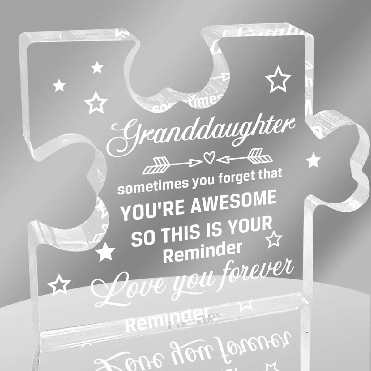 Granddaughter Gifts from Grandparents - Inspirational Acrylic Table Centerpiece with Puzzle Shaped Design