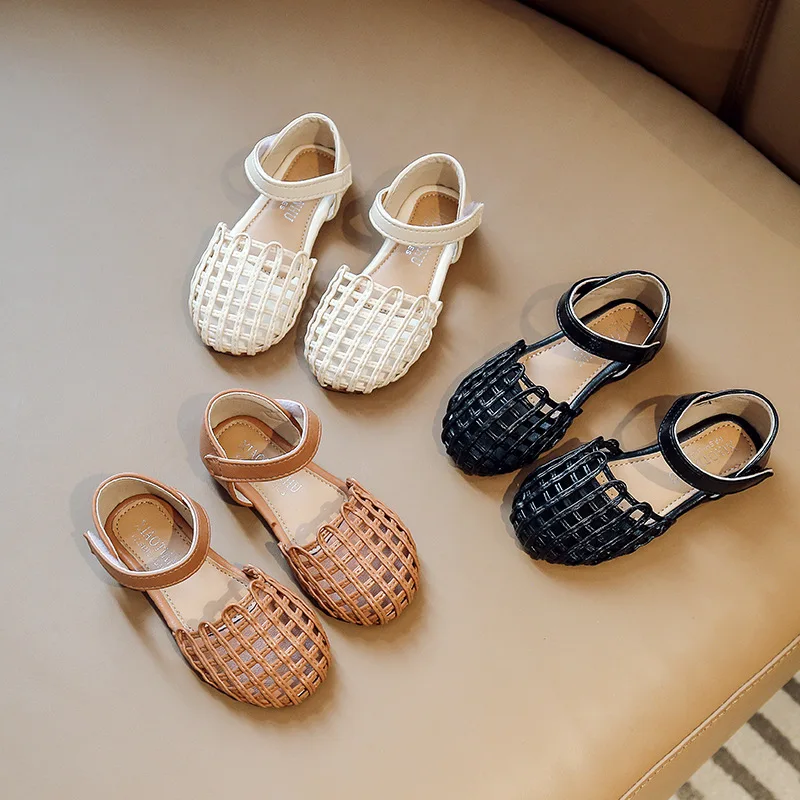 2023 Summer new girls' retro braided sandals Korean style fashion princess shoes Child shoes