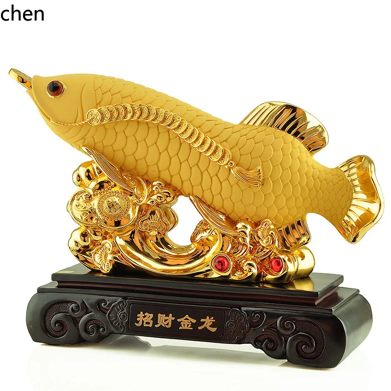 CZ Golden Arowana Ornament for Home Living Room, Wine Cabinet, TV Cabinet, Office Desk, Front Desk Decorative Craft