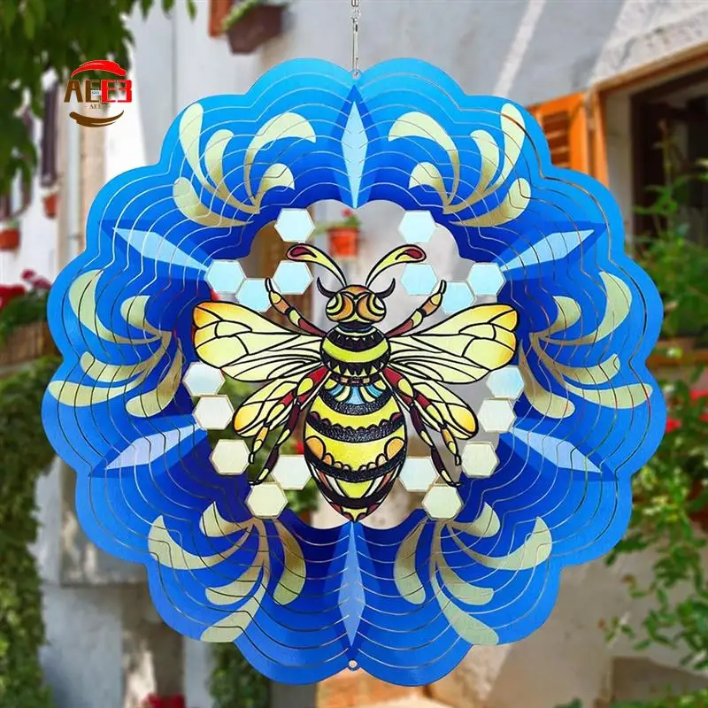 

AEE3-Bee Wind Spinners 3D подвесной ветровой Spinner украшение в виде пчелы подарки, кинетическая скульптура железного ветра для наружного и внутреннего декора