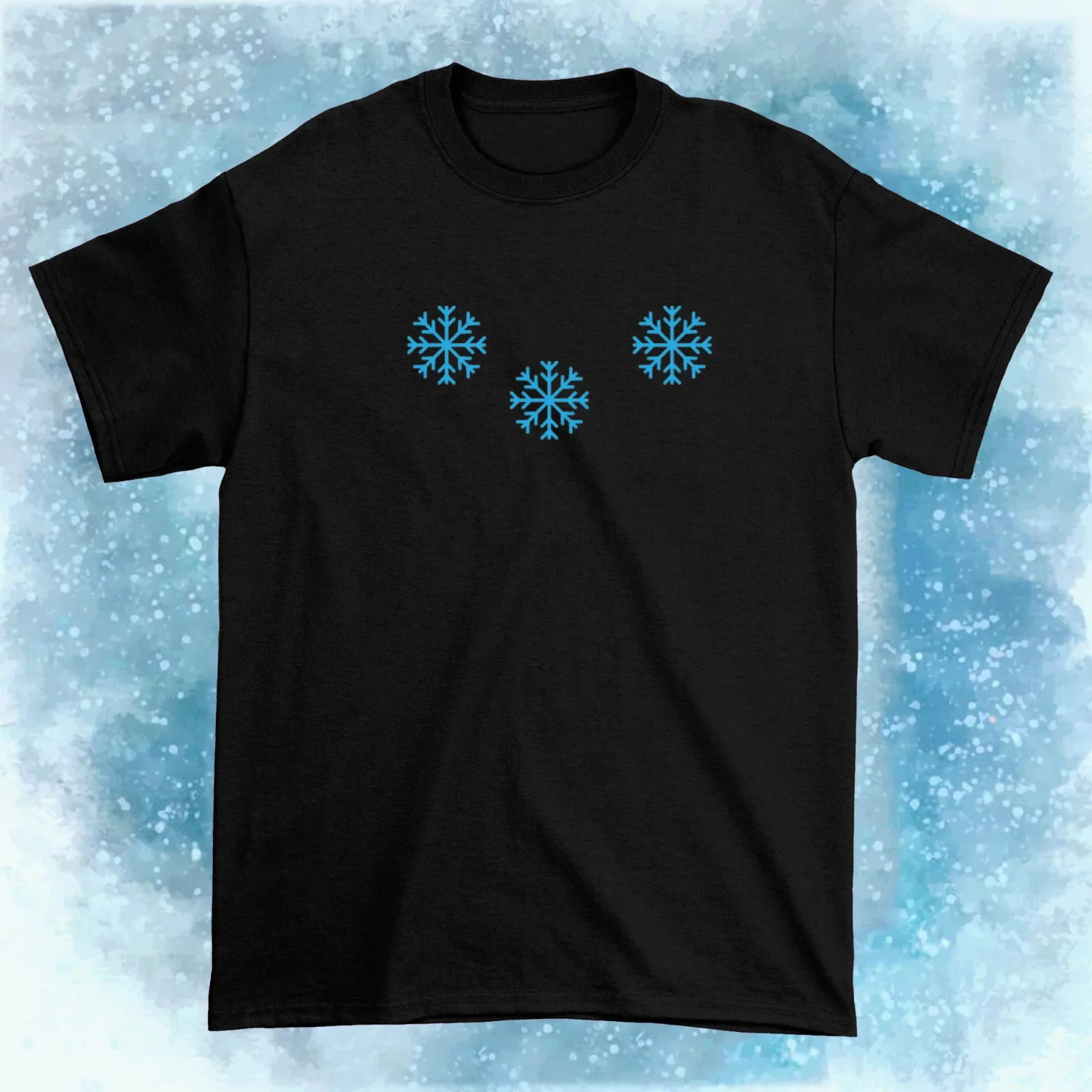 Snowflake Black T shirt Size S-5XL