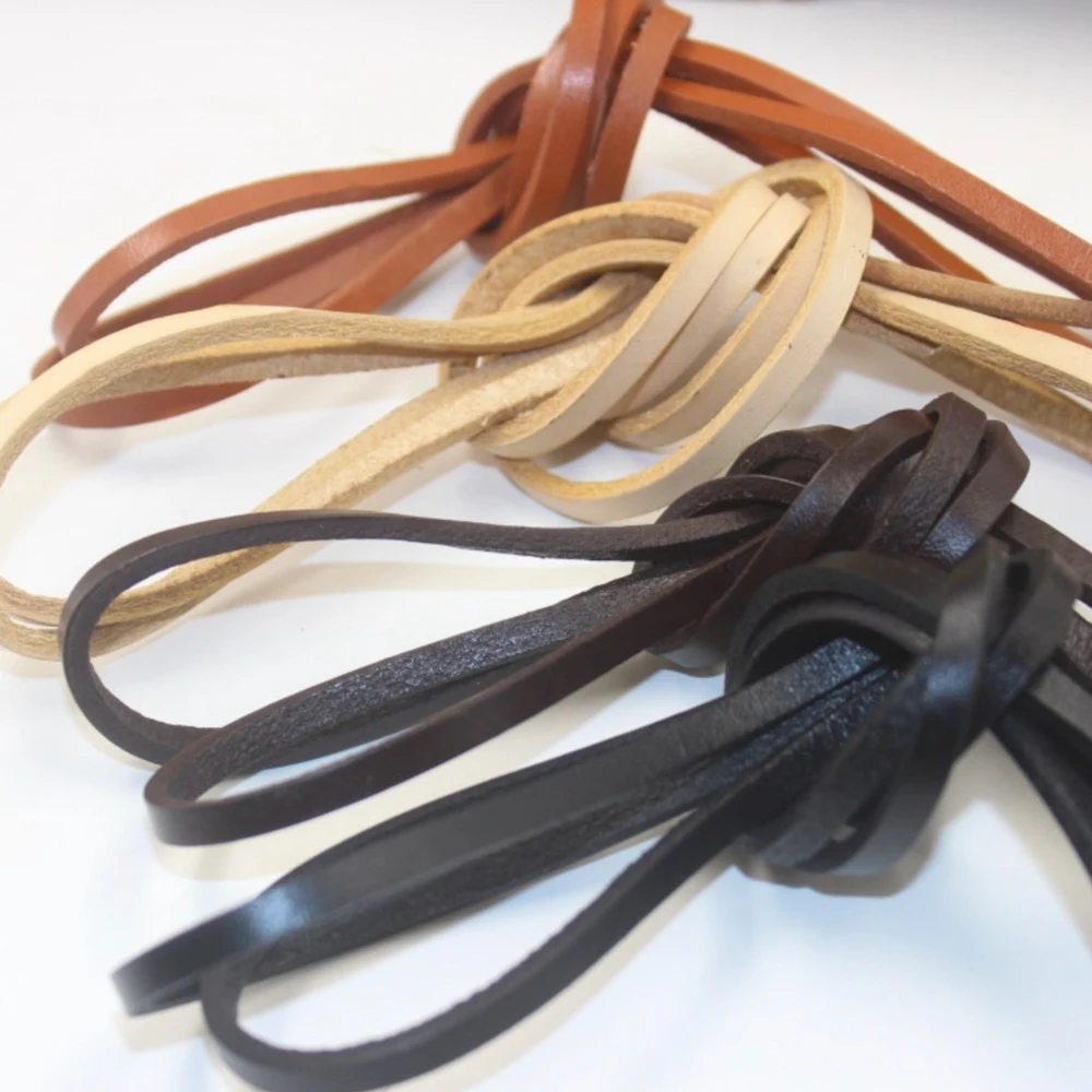 3/4/5/6/8/10mm Thickness 3mm Genuine Leather Flat Thong Leather Cord String Rope for DIY Necklace Bracelet DIY Jewelry Making