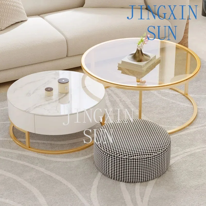 Customizable cream wind slate coffee table ins Internet celebrity wabi-sabi wind brown glass tea table living room small