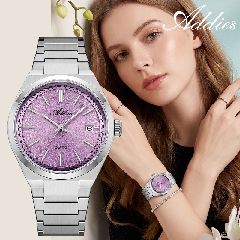 ADDIES Quartz Woman Watch 316L Stainless Steel Sapphire Crystal 50m Waterproof Sport BGW9 Luminous Luxury Ladies Wristwatch